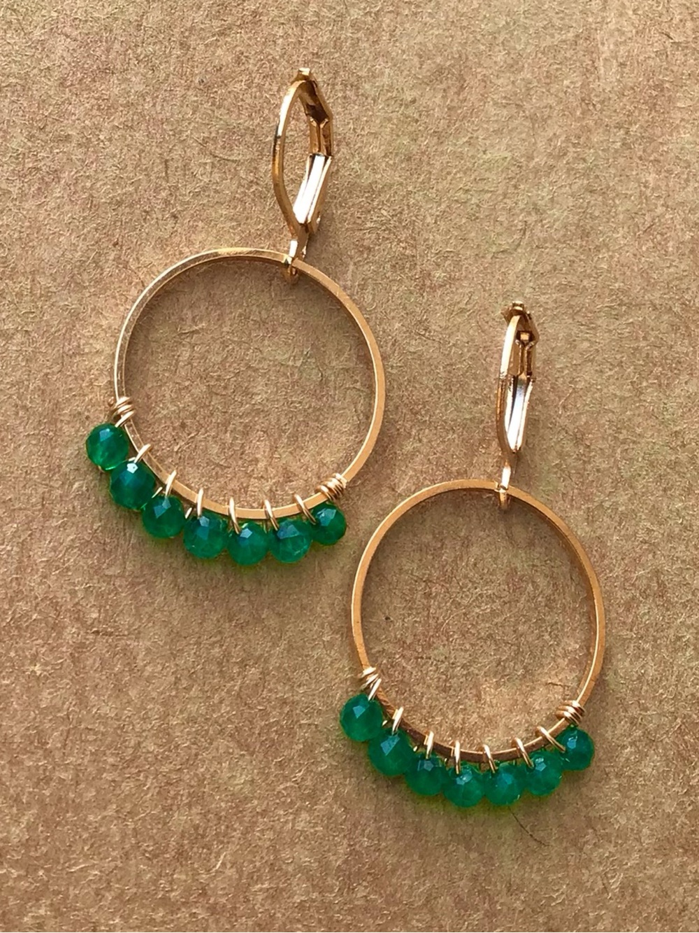 Emerald Sundance charm Circle gold plated Earrings